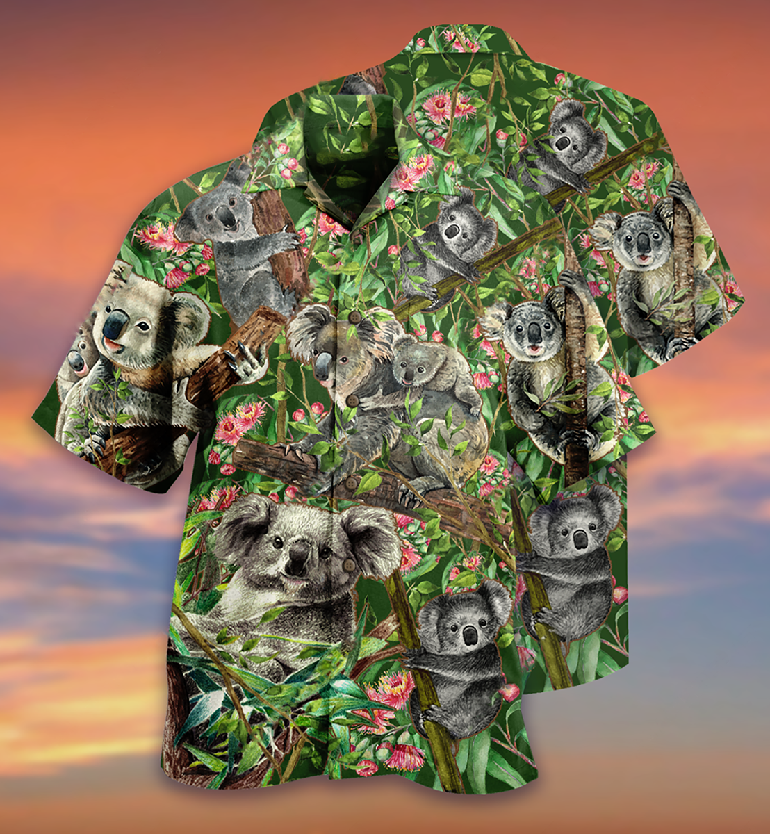 Christmas Koala Hawaiian Shirt With Detailed Graphic For Beach Days Resort Trips And Relaxed Everyday Style