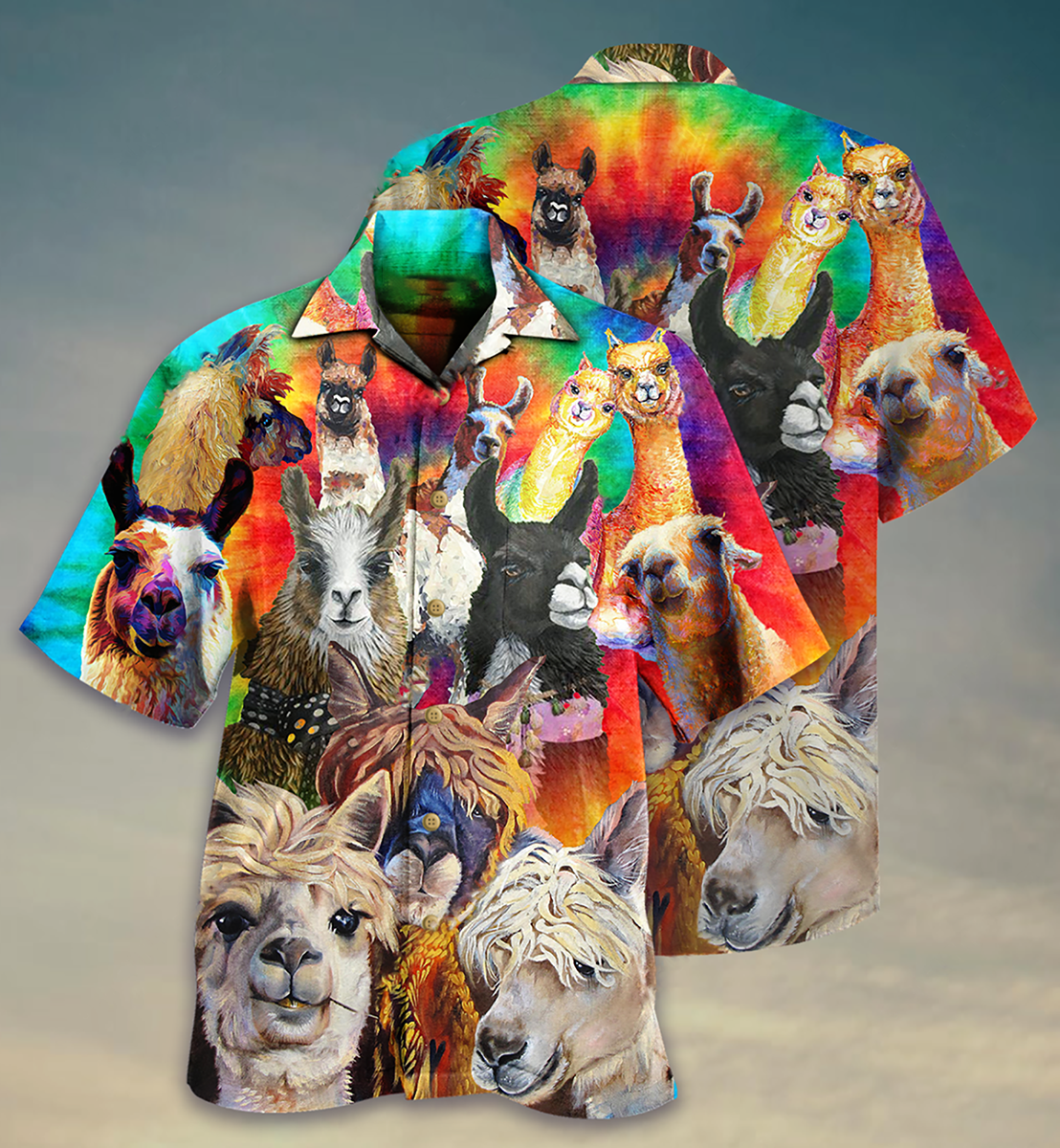 Cute Llama Hawaiian Shirt With Detailed Graphic For Tropical Parties Vacation Travel And Casual Summer Style