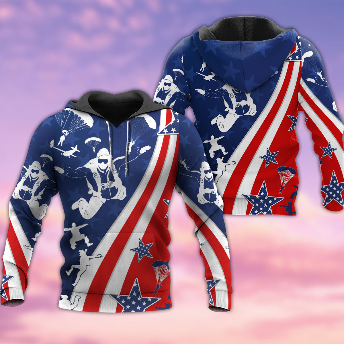 America Parachute Jump Adventure Hoodie For Casual Street Style Travel And Daily Comfort