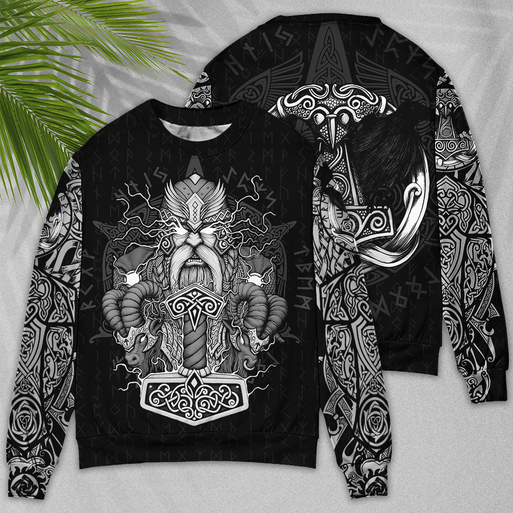Viking Warrior Thunder Power Sweater For Mythic Art Fans Travel Adventures And Distinctive Gifting