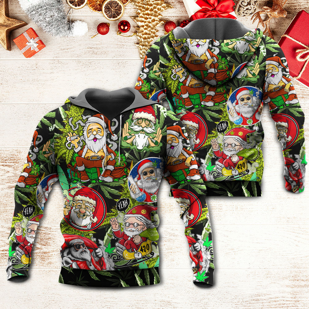 Hippie Funny Christmas Santa Humor Hoodie For Festive Family Moments Winter Wear And Holiday Gift Ideas