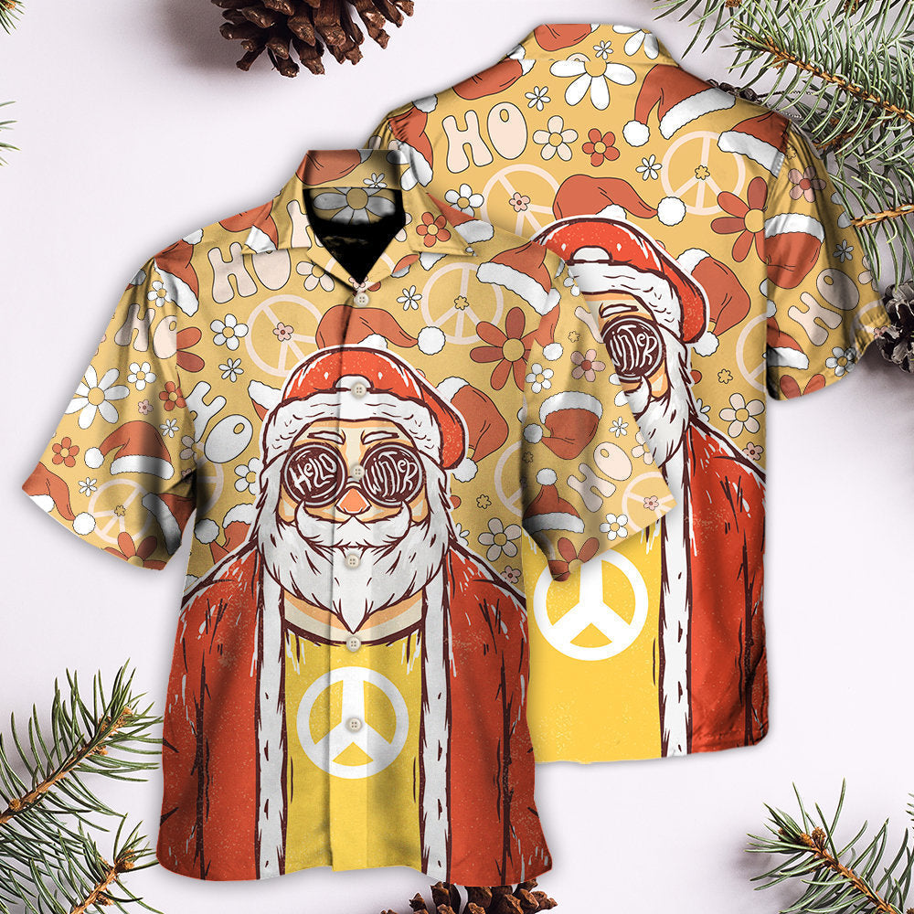 Cute Christmas Santa Hippie Hawaiian Shirt Summer Design Detail For Beach Days