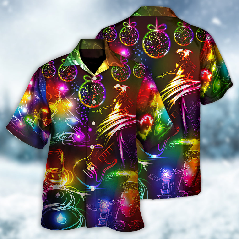 Neon Snowman Christmas Dance Tree Light Hawaiian Shirt For Poolside Relaxation And Sunny Getaways