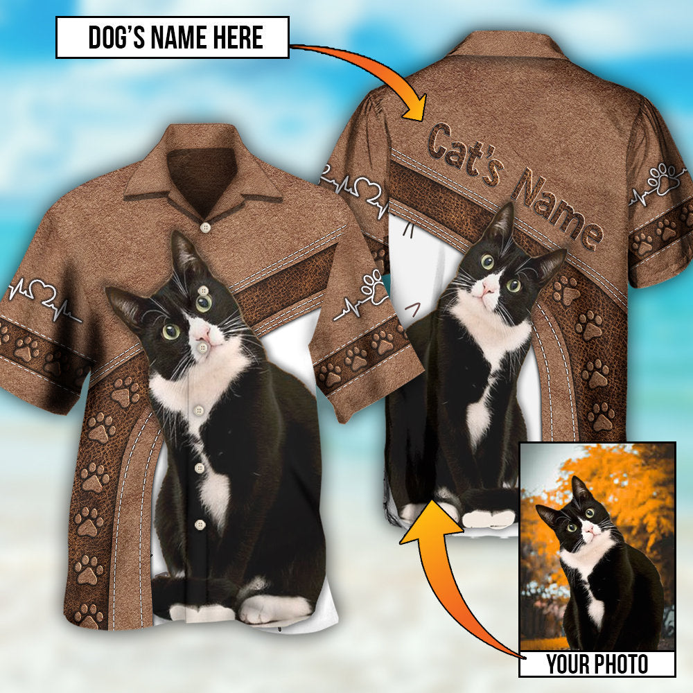 Black Cat Friend Custom Photo Hawaiian Shirt For Beach Parties And Weekend Getaways