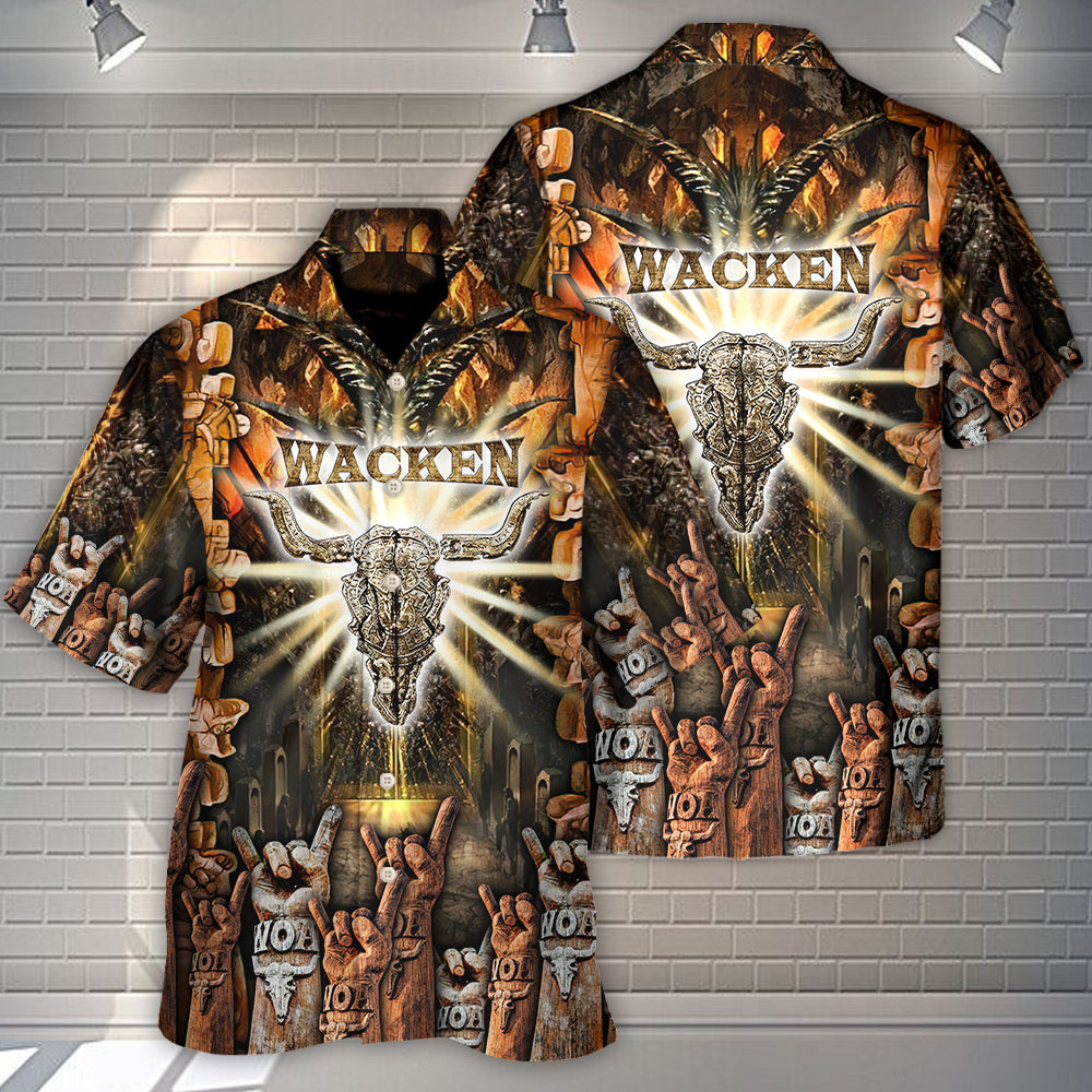 Music Metal Festival Hawaiian Shirt Collar And Front View For Tropical Vacations