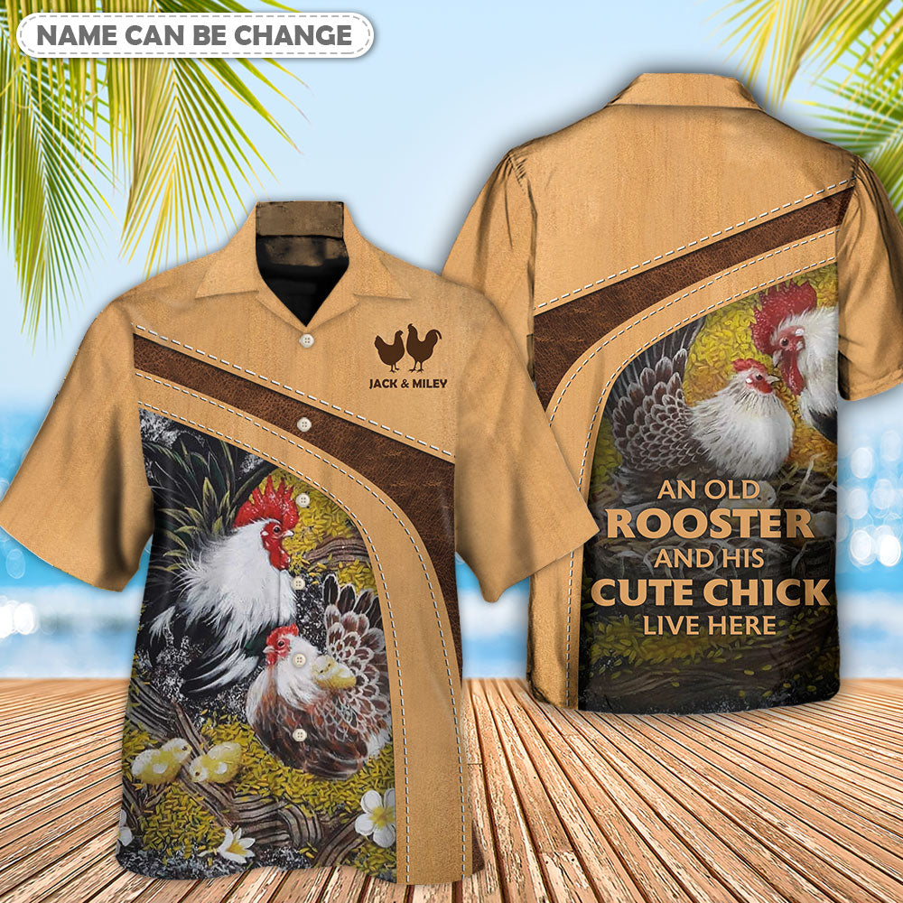 Cute Chicken Old Rooster Chick Personalized Hawaiian Shirt For Resort Getaways And Comfortable Summer Activities