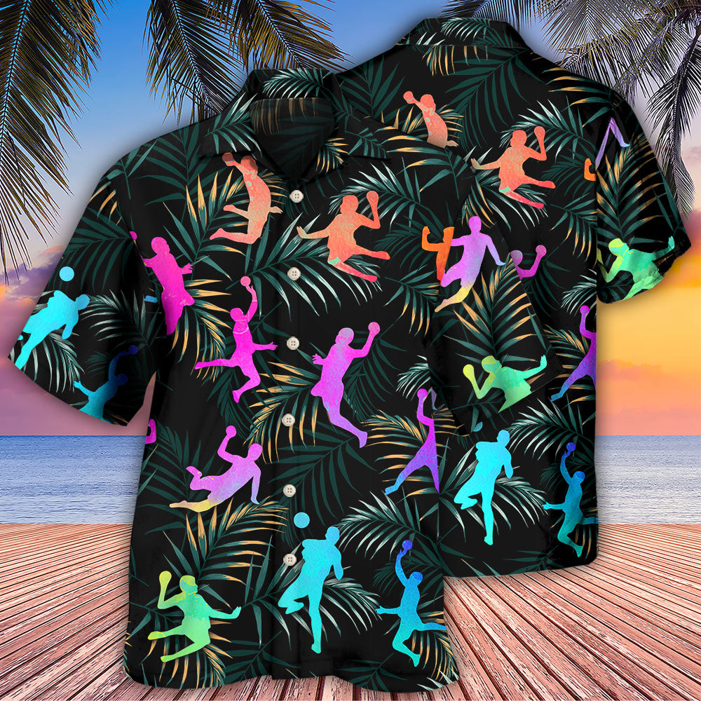 Watercolor Colorful Tropical Handball Hawaiian Shirt Pattern Detail For Summer Holidays And Outdoor Fun