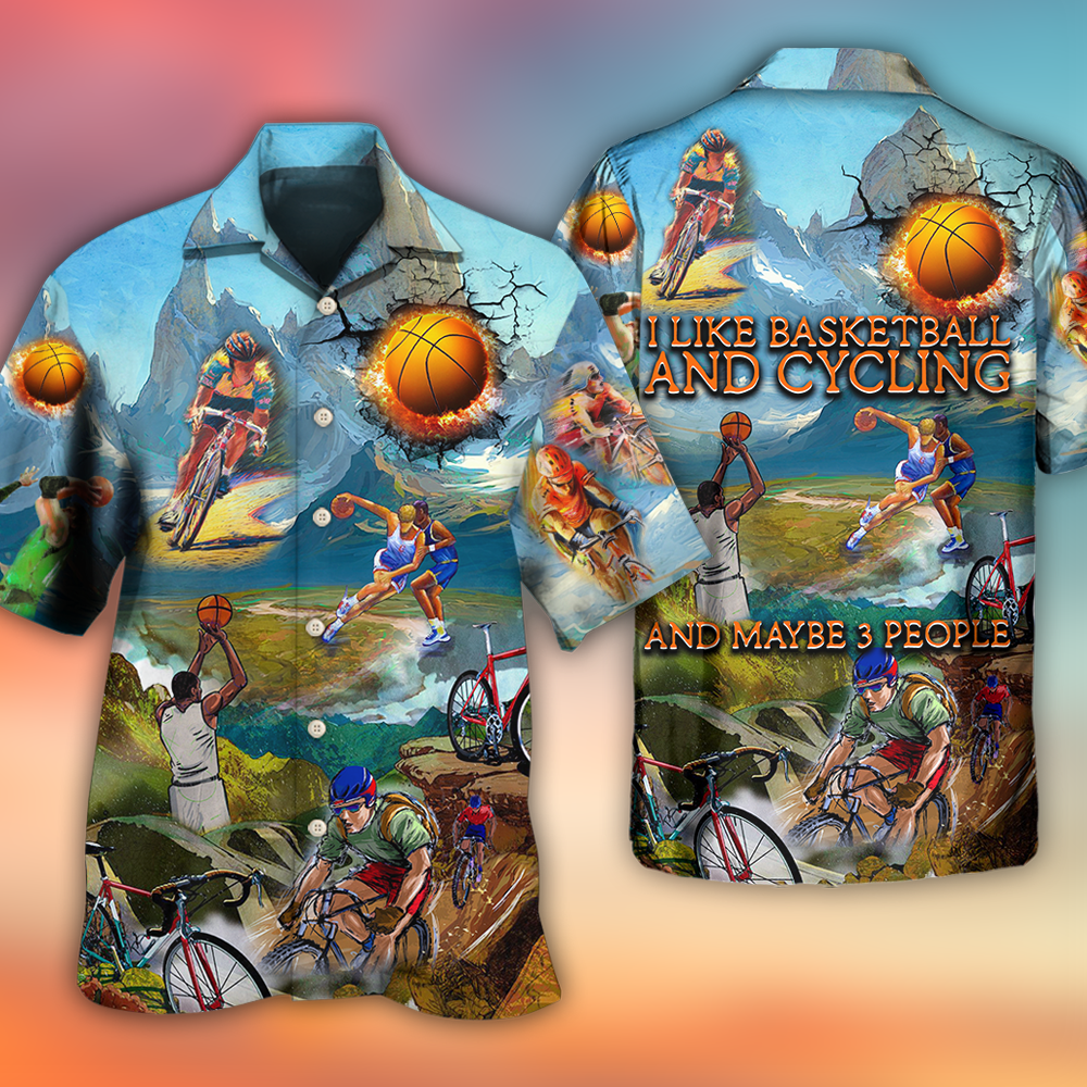 Watercolor Basketball Cycling Mountain Hawaiian Shirt Artwork View For Weekend Travel And Beach Style