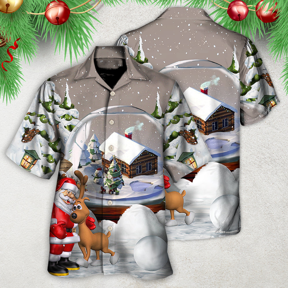 Christmas Santa Giving Everyone Hawaiian Shirt Pattern Detail For Summer Holidays And Outdoor Fun
