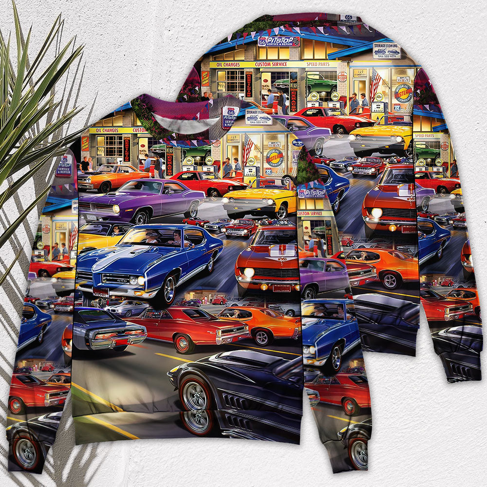 Classic Muscle Car Service Sweater For Garage Gatherings Road Adventures And Creative Gifts