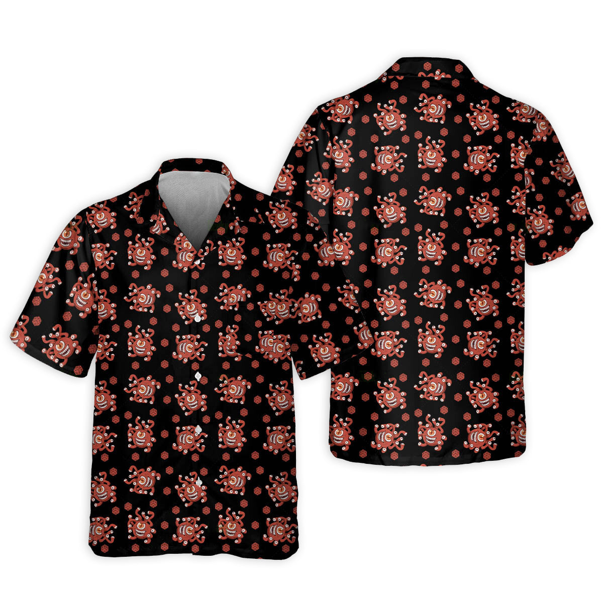 Fantasy Role Eye Monster Hawaiian Shirt Fabric Pattern Detail For Summer Travel