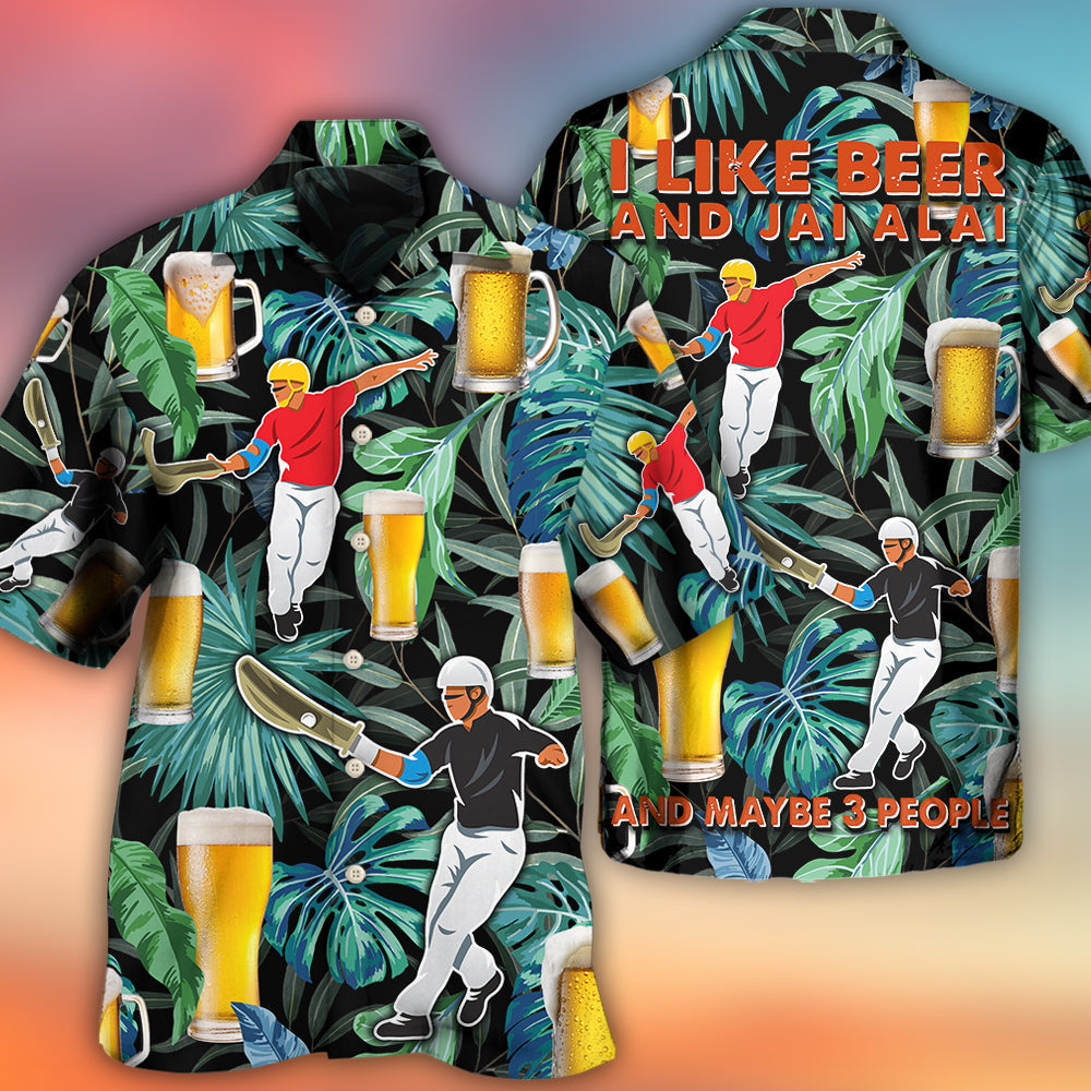 Tropical Beer Jai Alai Hawaiian Shirt Artwork Detail For Tropical Trips And Casual Outings