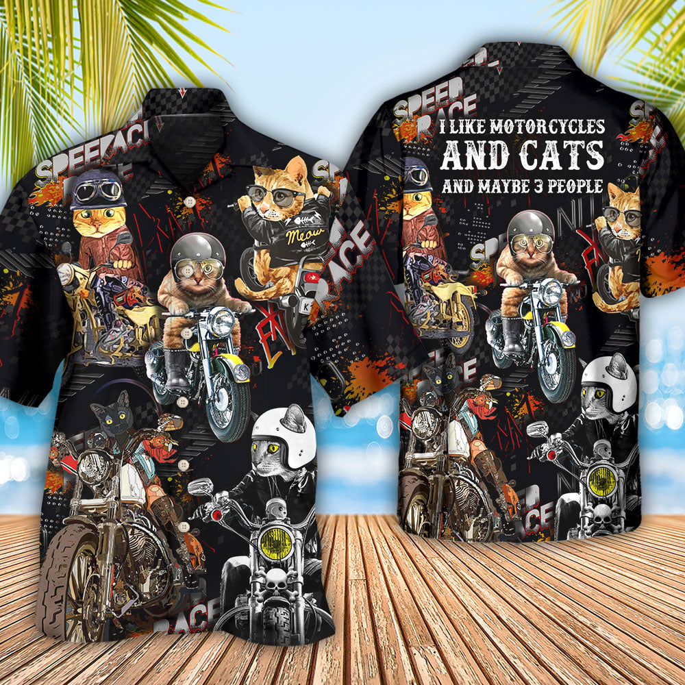 Motorcycle Motocycles Cats Hawaiian Shirt For Resort Getaways And Comfortable Summer Activities