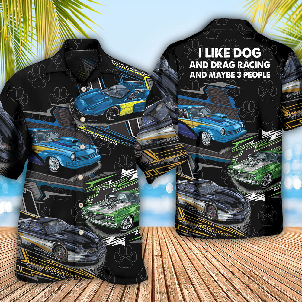 Dog Drag Racing Speed Hawaiian Shirt For Summer Vacation, Beach Travel, And Casual Wear