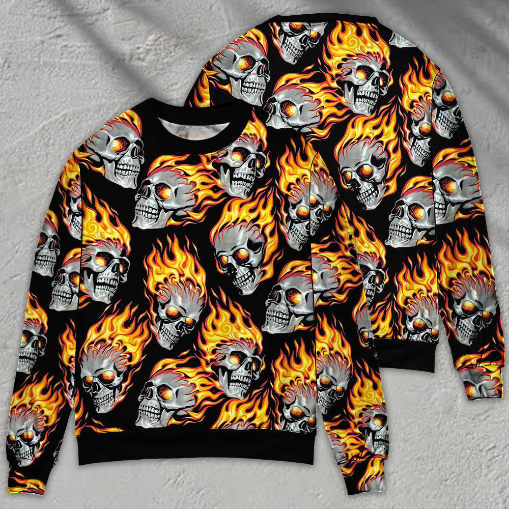 Skull Fire Sweater For Alternative Outfits Seasonal Events And Everyday Comfort