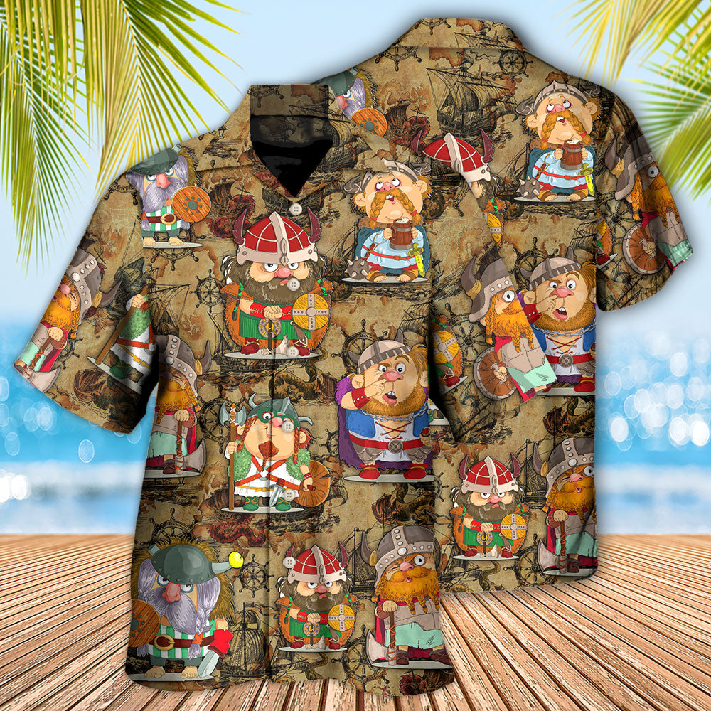 Funny Viking Map Nordic Hawaiian Shirt Pattern Detail For Weekend Trips