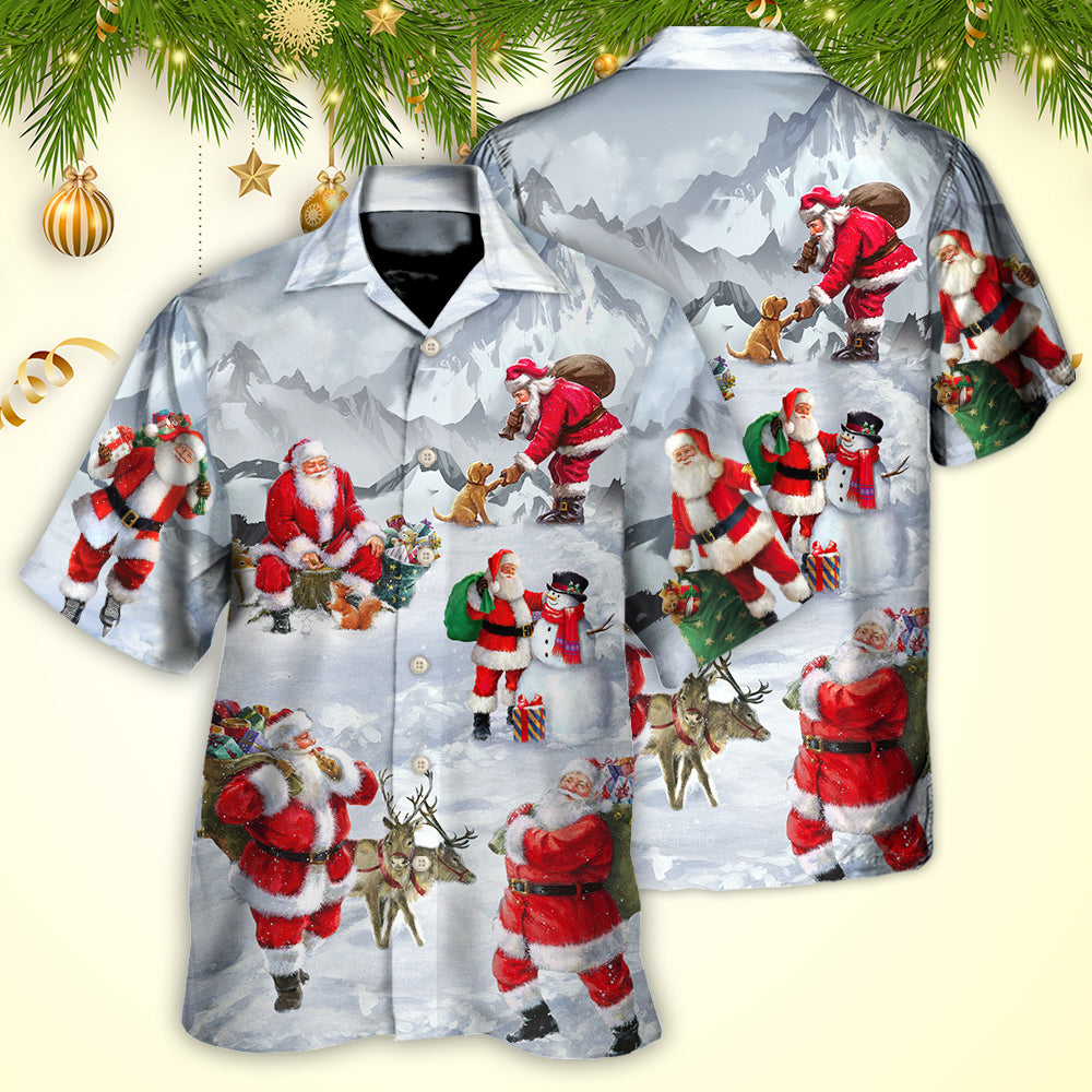 Christmas Santa Snow Mountain Hawaiian Shirt Fabric Pattern Detail For Thoughtful Gifting