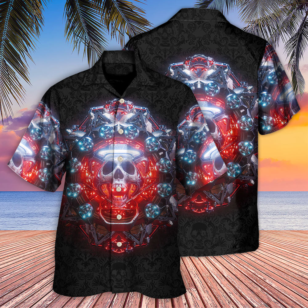 Electric Dreamy Skull Die Hawaiian Shirt Pattern View For Lightweight Everyday Style