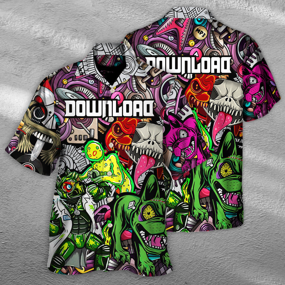 Colorful Music Rock Festival Hawaiian Shirt Relaxed Style View For Island Holidays