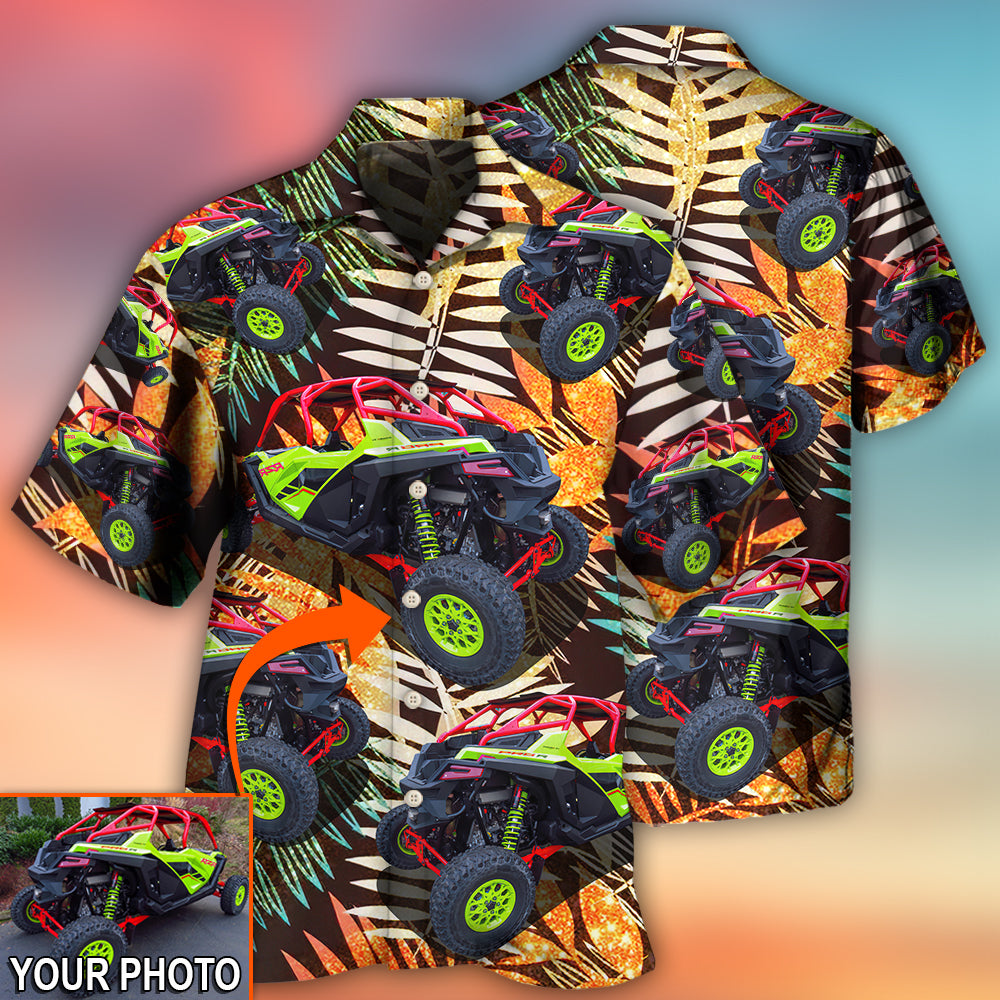Tropical Car Polaris Pro Custom Photo Hawaiian Shirt Pattern Detail For Summer Holidays And Outdoor Fun
