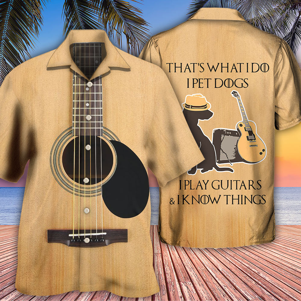 Guitar Pet Dog Play Hawaiian Shirt Pattern Detail For Summer Holidays And Outdoor Fun