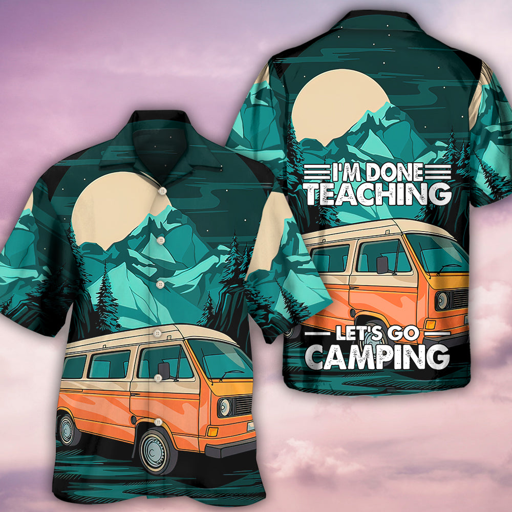 Camping Done Teaching Hawaiian Shirt Pattern Detail For Vacation Travel And Daily Wear
