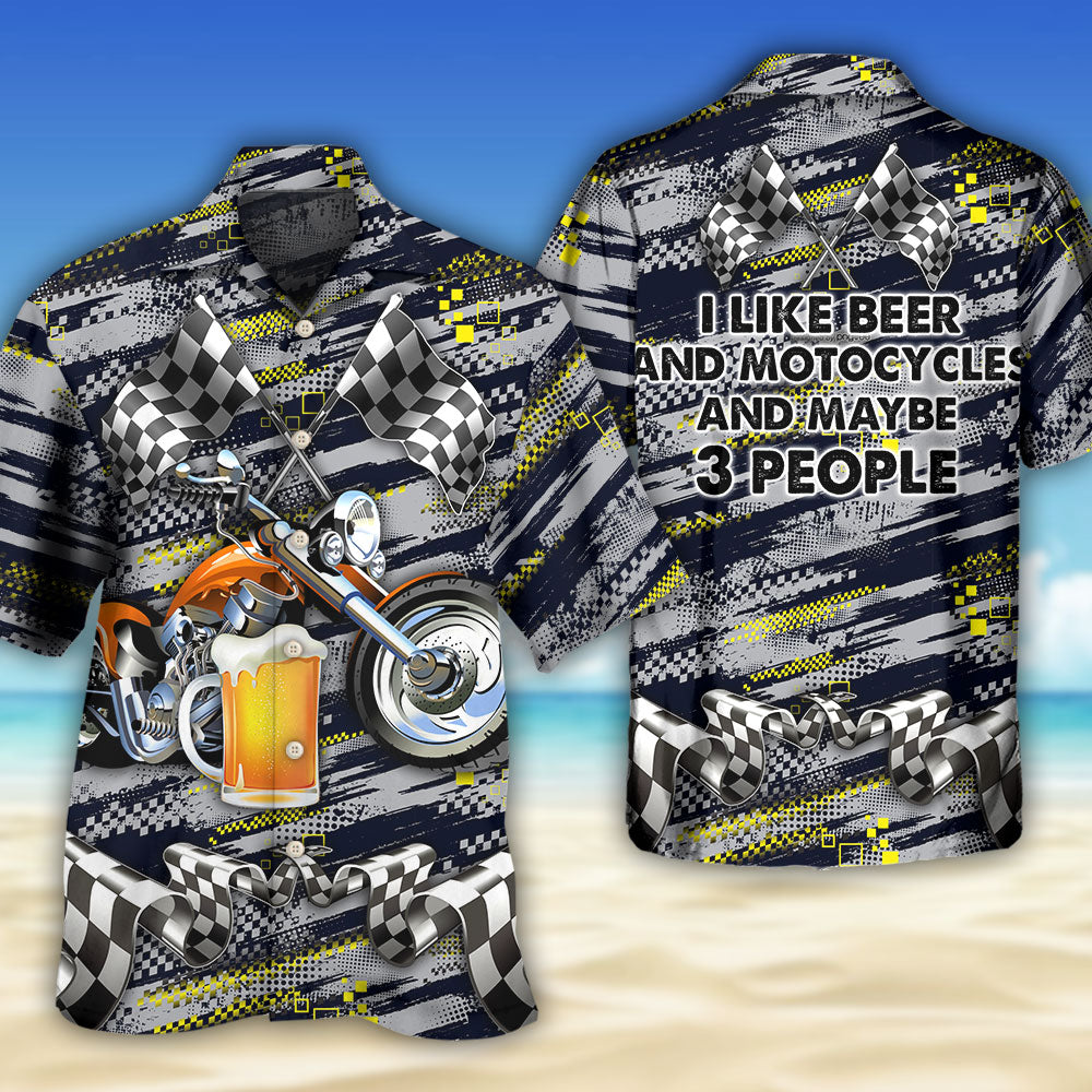 Beer Motocycles Maybe People Hawaiian Shirt Design Detail For Sunny Adventures And Casual Wear