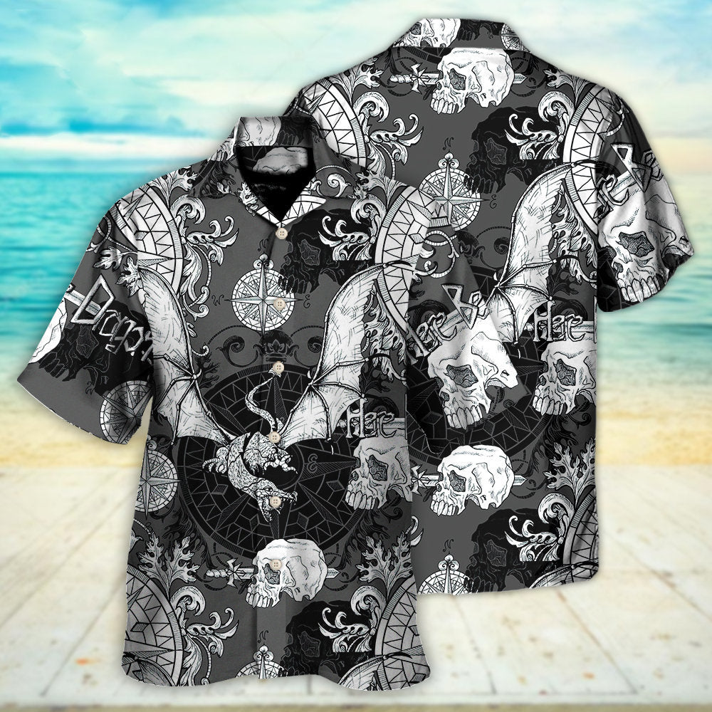 Dragon Snorting Fire Gothic Nautical Compass Baroque Hawaiian Shirt For Coastal Adventures And Warm Weather Wear