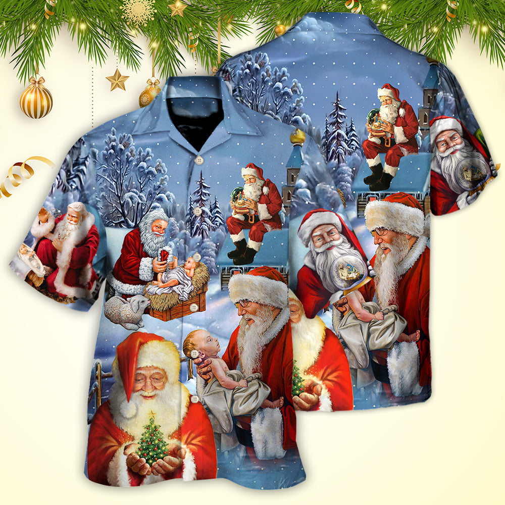 Happy Christmas Santa Faith Hawaiian Shirt Artwork Detail For Tropical Trips And Casual Outings