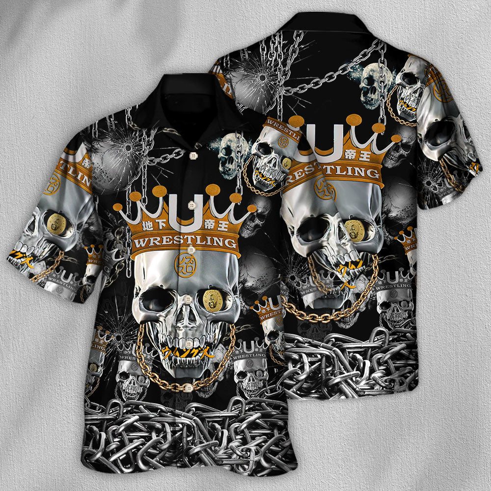 Skull Wrestling Chain Hawaiian Shirt Pattern View For Lightweight Everyday Style