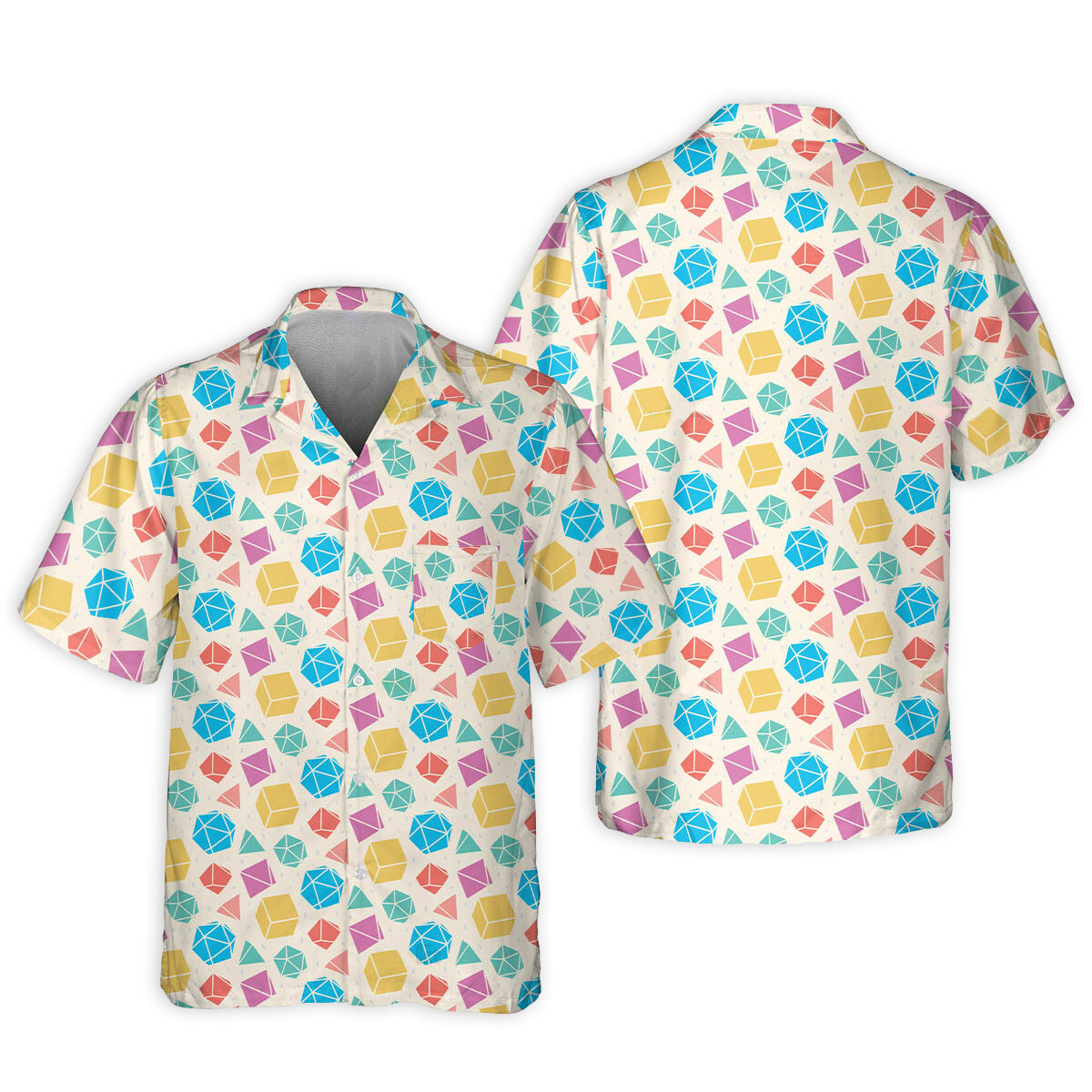 Fantasy Role Dice Hawaiian Shirt Creative Print View For Resort Wear