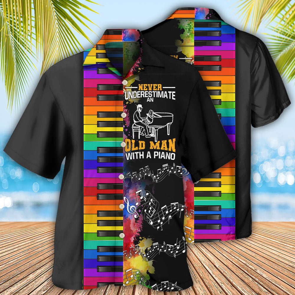 Piano Underestmate Old Man Hawaiian Shirt Pattern View For Lightweight Everyday Style