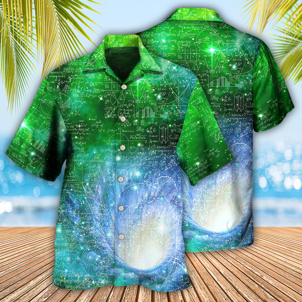 Colorful Galaxy Math Astronomy Hawaiian Shirt For Summer Vacation, Beach Travel, And Casual Wear