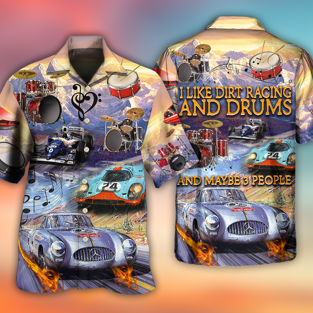 Drum Racing Music Car Hawaiian Shirt Pattern View For Relaxed Warm Weather Outfits