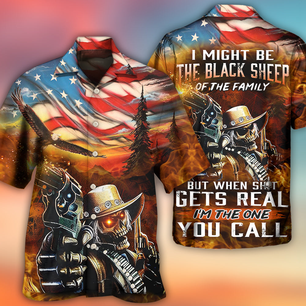 Western Vintage Skull Cowboy Shot American Flag Hawaiian Shirt Artwork View For Coastal Escapes And Resort Style