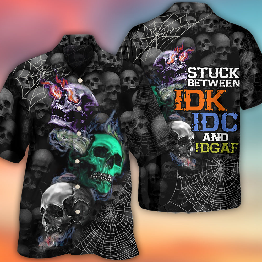 Dark Colorful Skull Burning Hawaiian Shirt For Warm Weather Adventures And Everyday Comfort