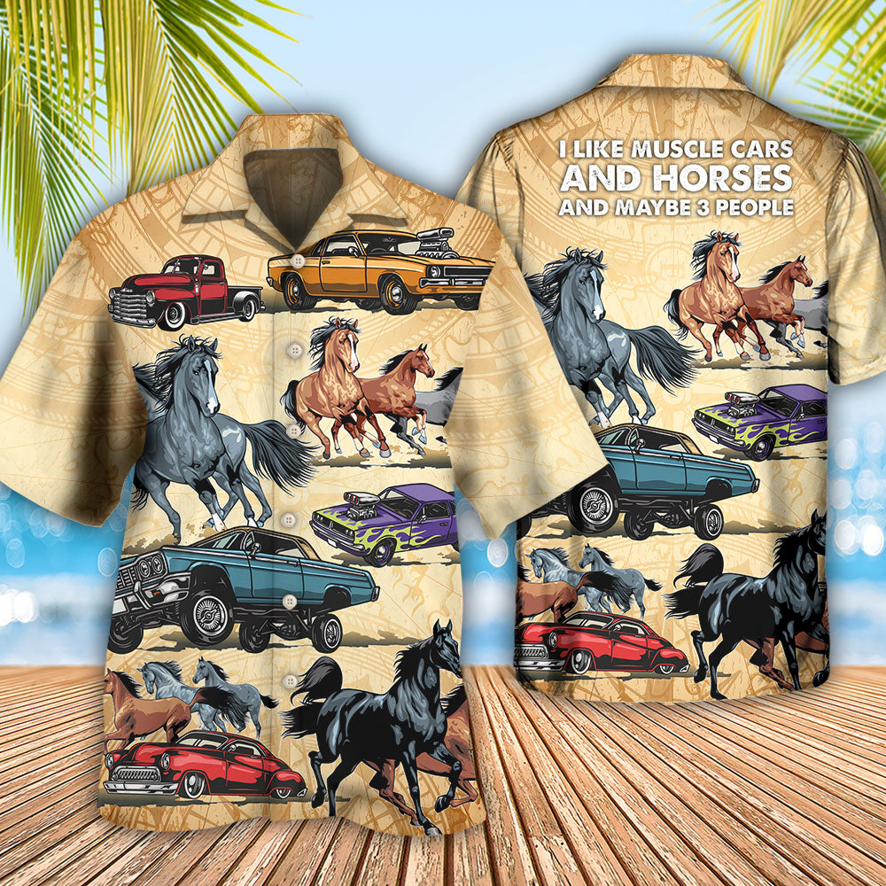 Horse Muscle Car Hawaiian Shirt Design Detail For Sunny Adventures And Casual Wear