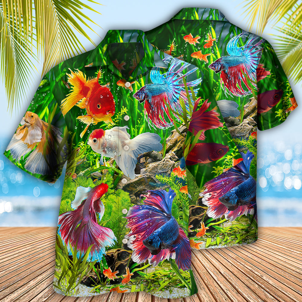 Fish Aquarium Algae Freshwater Hawaiian Shirt Pattern Detail For Summer Holidays And Outdoor Fun