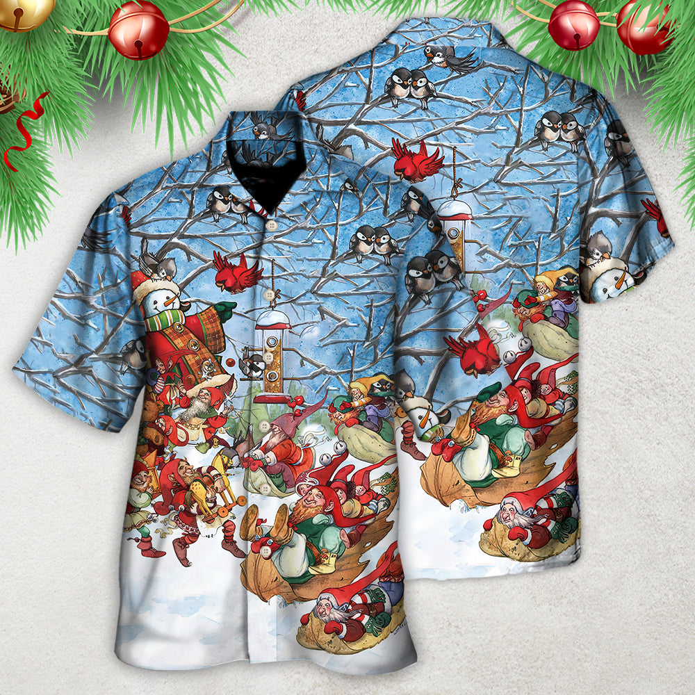 Gnome Christmas Play Winter Hawaiian Shirt Design Detail For Beach Days And Holiday Travel