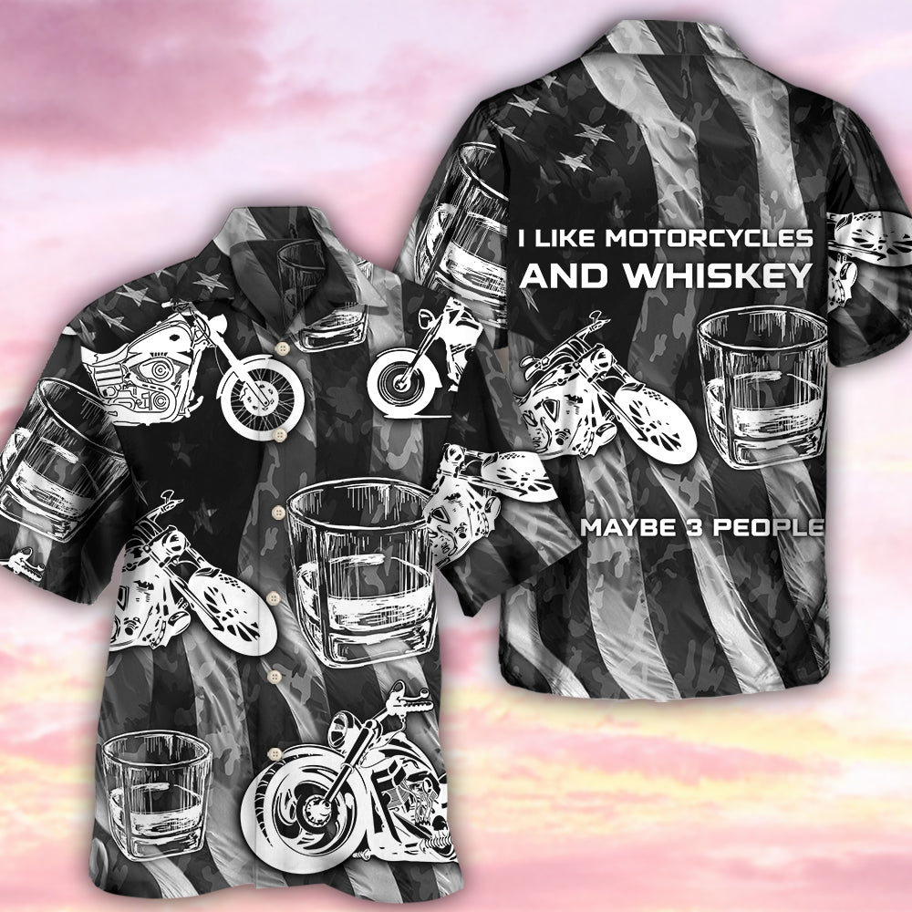 Motorcyles Whiskey Hawaiian Shirt Pattern View For Lightweight Everyday Style
