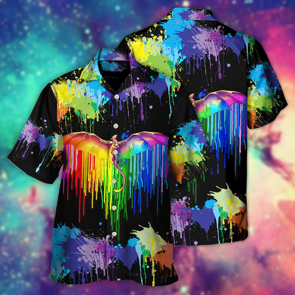 Rainbow Dragon Pride Happiness Hawaiian Shirt Artwork View For Coastal Escapes And Resort Style