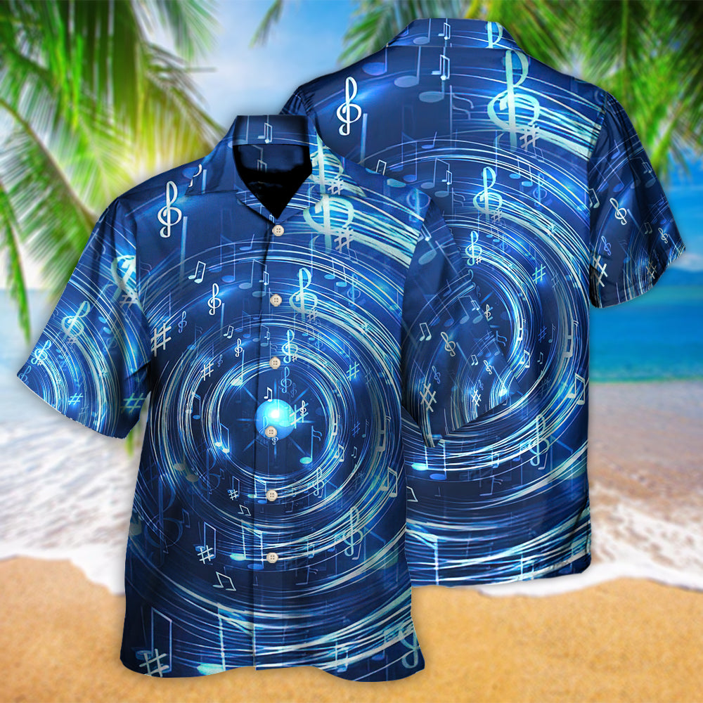 Neon Music Circle Notes Hawaiian Shirt Artwork View For Weekend Travel And Beach Style