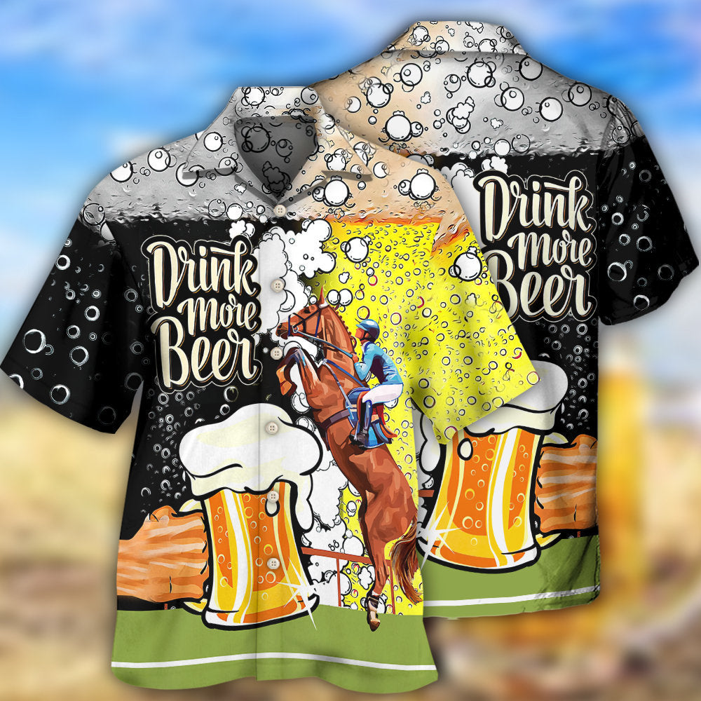 Beer Horse Racing Hawaiian Shirt Design View For Beach Days