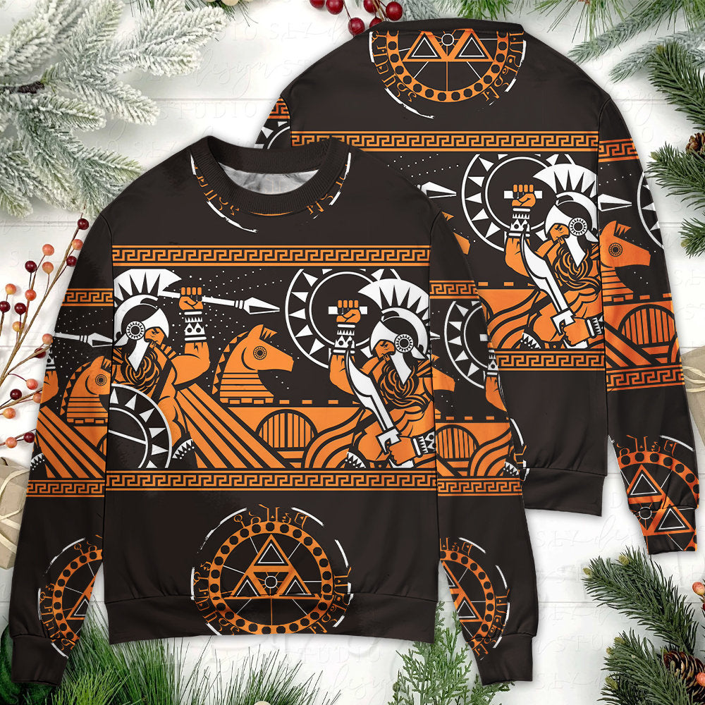 Warrior Spartan Battle Sweater For Mythic Art Fans Travel Adventures And Distinctive Gifting