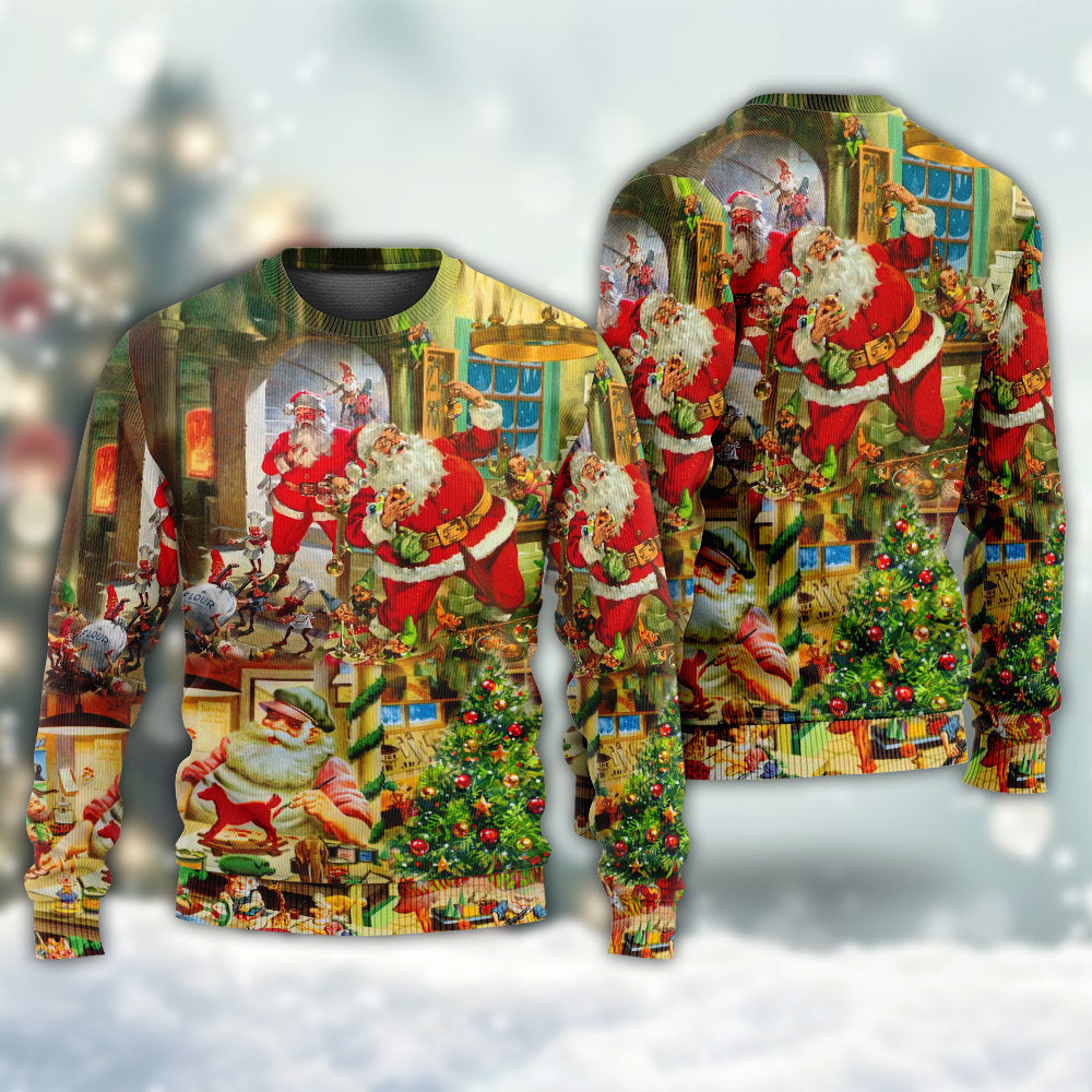 Christmas Santa Toy Workshop Sweater For Festive Events Weekend Outings And Comfortable Winter Style