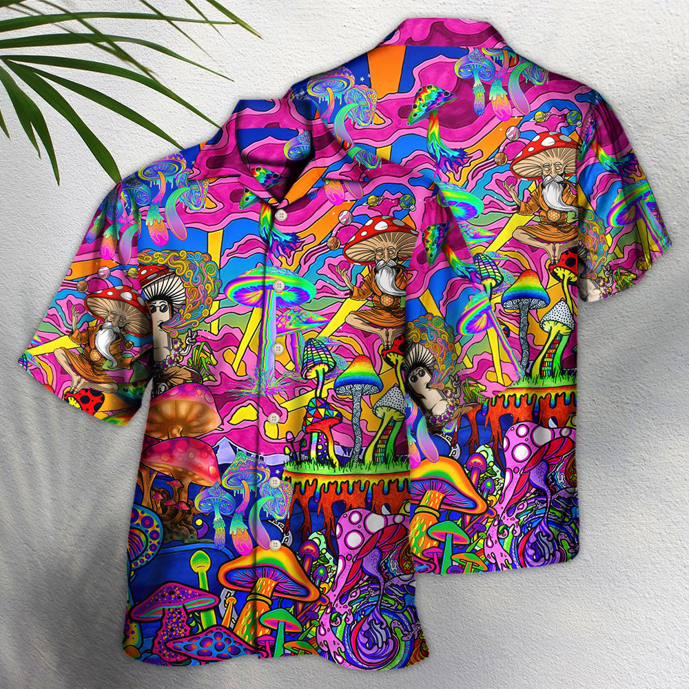 Hippie Magic Trippy Mushroom Hawaiian Shirt All Over Print Detail For Island Holidays