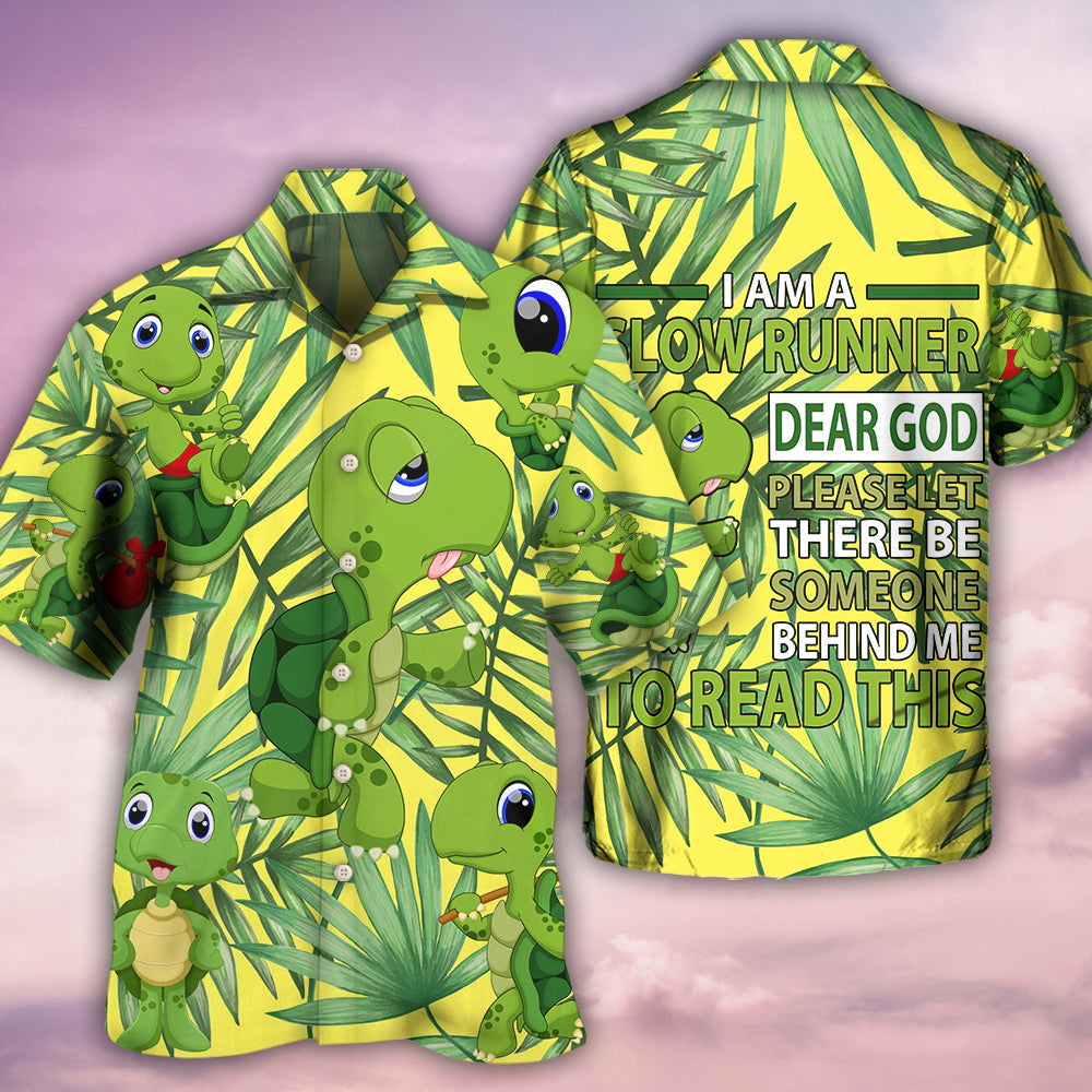Turtle Am Slow Runner Hawaiian Shirt For Vacation Days And Relaxed Coastal Outings