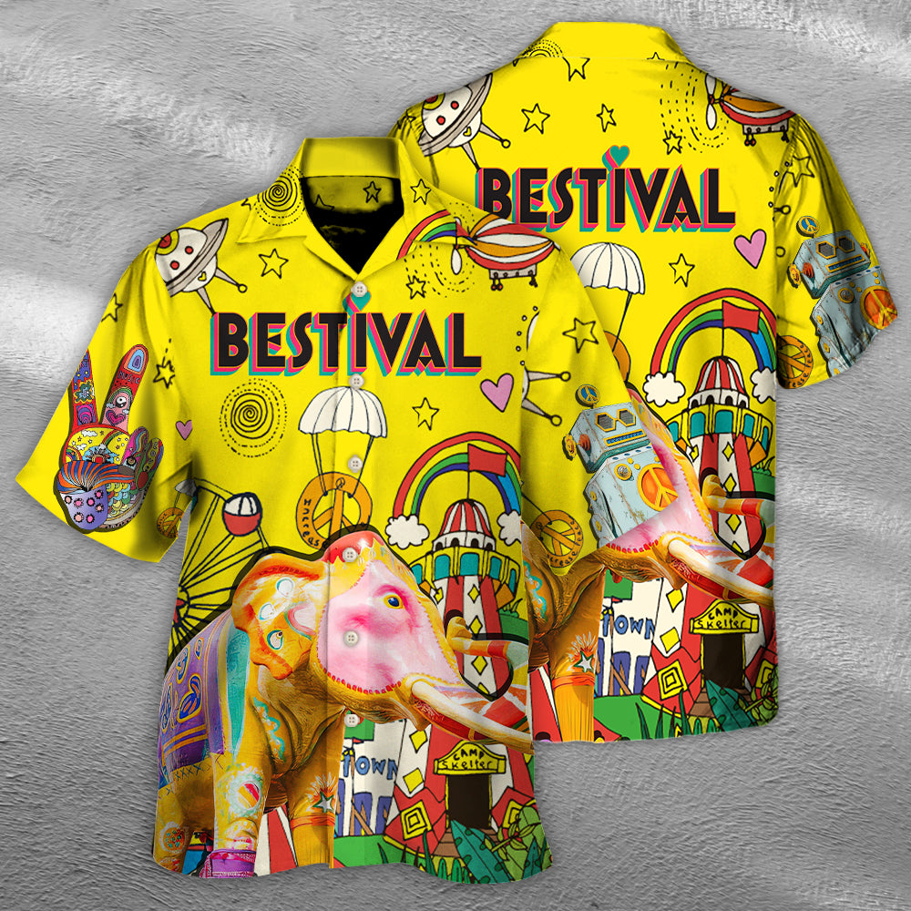 Colorful Music Festival Hawaiian Shirt Summer Design Detail For Beach Days