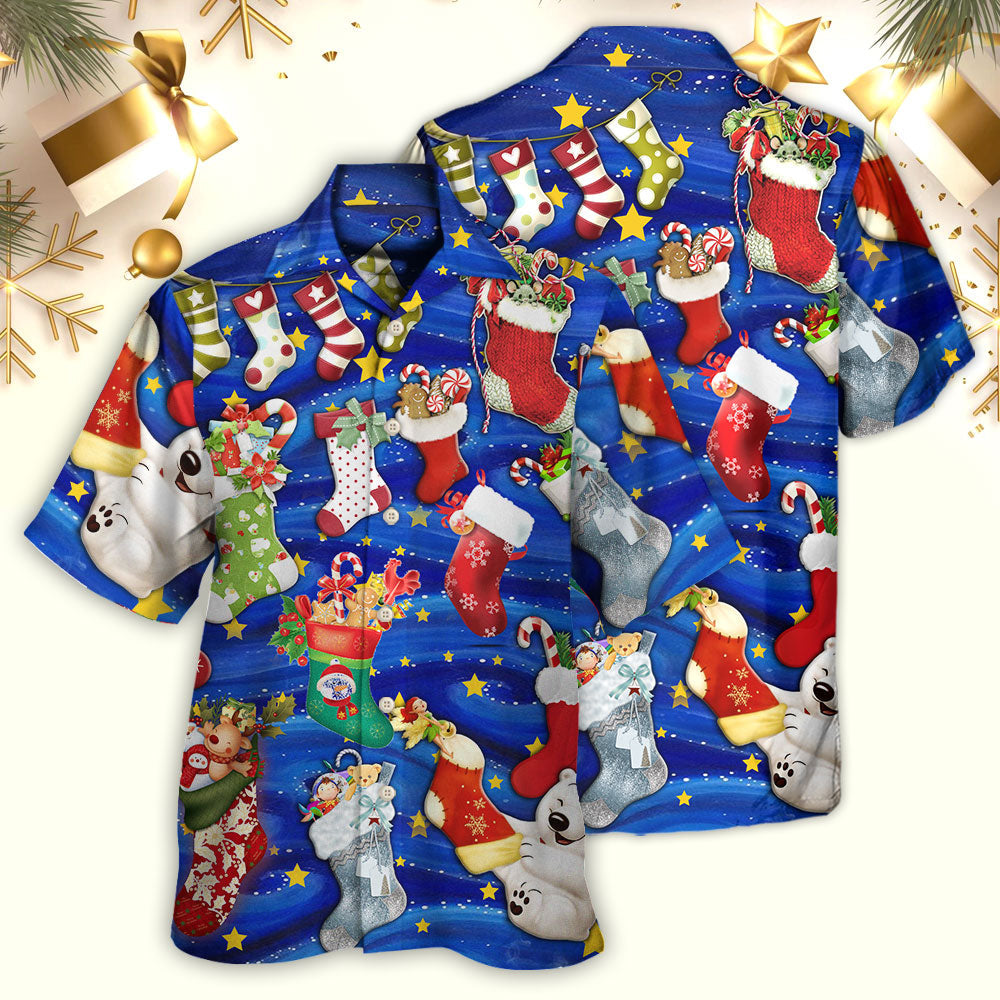Festive Socks Christmas Tree Hawaiian Shirt Detailed Pattern View For Outdoor Gatherings