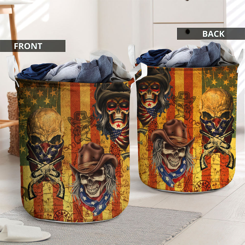 Skull Cowboy America Retro Laundry Basket For Nursery Dorm And Home Storage